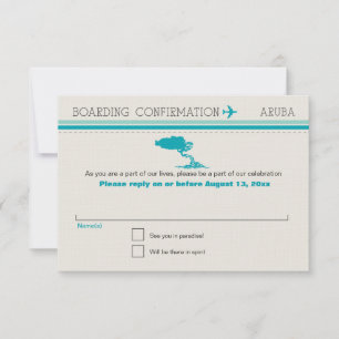 RSVP Bordkarte nach Aruba Karte