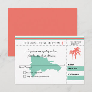 RSVP Bordkarte NACH Dominikanische Republik   CORA Einladung