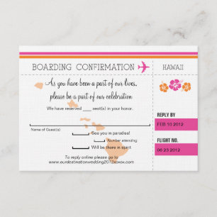 RSVP Bordkarte nach Hawaii Einladung
