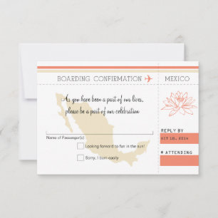 RSVP Bordkarte NACH MEXICO Karte