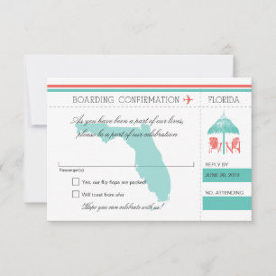 RSVP Bordkarte zur Florida Mint und Coral Karte