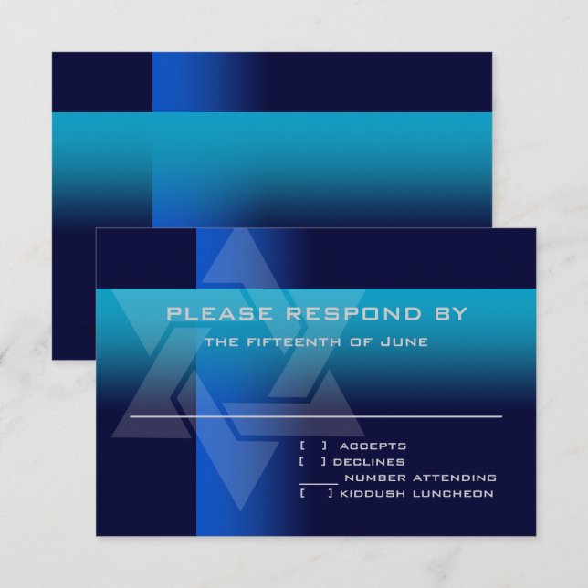RSVP Card Blau und Türkisch auf jeder Farbe Karte (Vorne/Hinten)