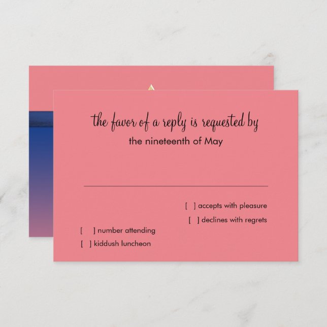 RSVP Card Blue und Coral Ombre Star Einladung (Vorne/Hinten)