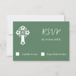 RSVP Card Blumenkreuz Christening Fern Green
