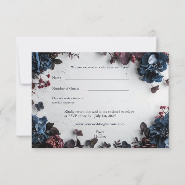 RSVP Card Deep Woodland Romance Wedding Dankeskarte (Vorderseite)