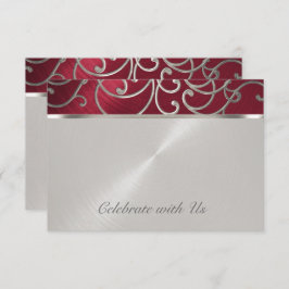 RSVP Card Elegant Rot und Silver Filigree