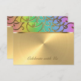 RSVP Card Eleganter Regenbogen und Goldene Filigre