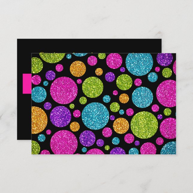 RSVP Card Farbige Glittery Punkte auf jeder Farbe (Vorne/Hinten)