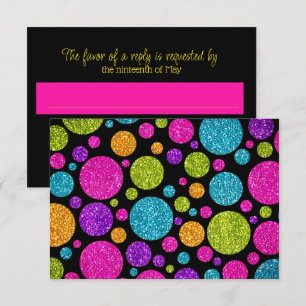 RSVP Card Farbige Glittery Punkte auf jeder Farbe Karte