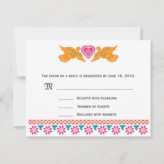 RSVP Card Love Birds - Aqua (Vorderseite)
