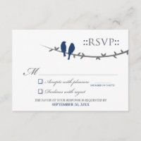 RSVP Card Love Birds (blau und weiß)