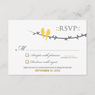RSVP Card Love Birds (gelb & weiß) Karte