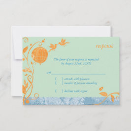 RSVP Card Love Birds Mint Green Wedding