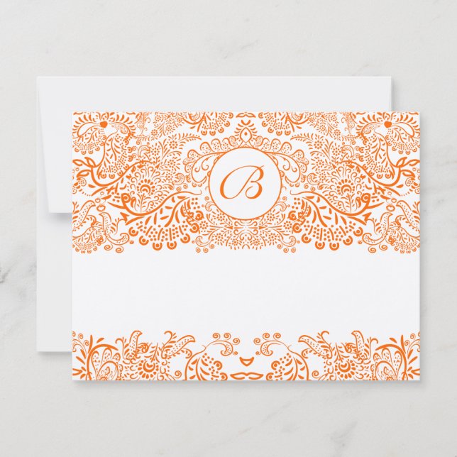 RSVP Card Love Birds Orange Coral ORANGE Whimsical (Vorderseite)