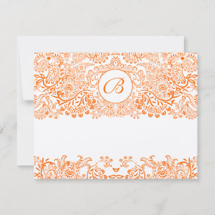RSVP Card Love Birds Orange Coral ORANGE Whimsical Karte