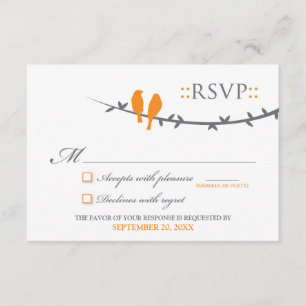 RSVP Card Love Birds (orange & weiß) Karte