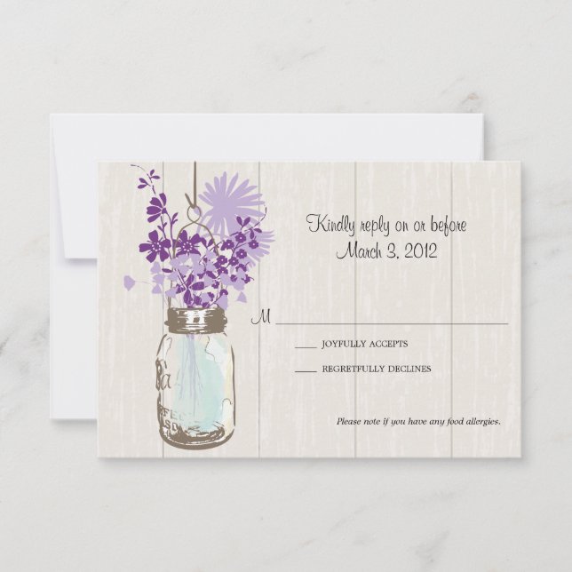 RSVP Card Mason Jar and Fireflies (Vorderseite)