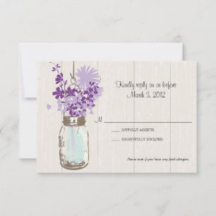 RSVP Card Mason Jar and Fireflies Karte