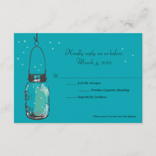 RSVP Card Mason Jar and Fireflies Karte