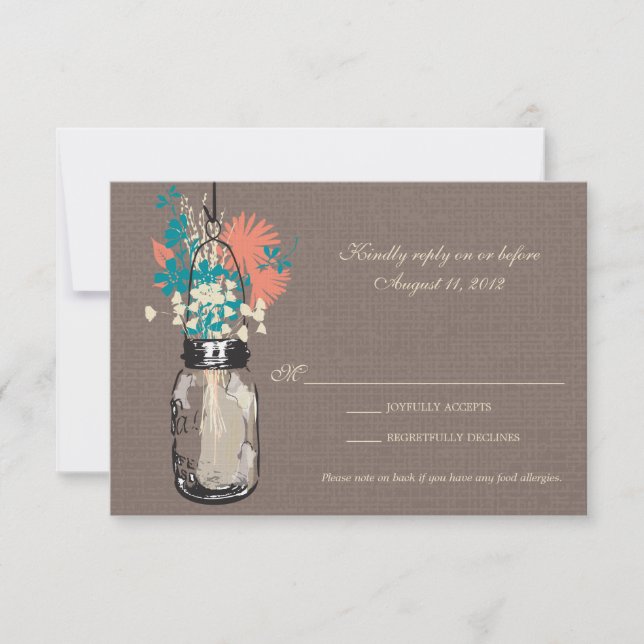 RSVP Card Mason Jar und Wildblumen (Vorderseite)