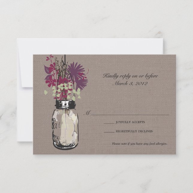 RSVP Card Mason Jar und Wildblumen (Vorderseite)