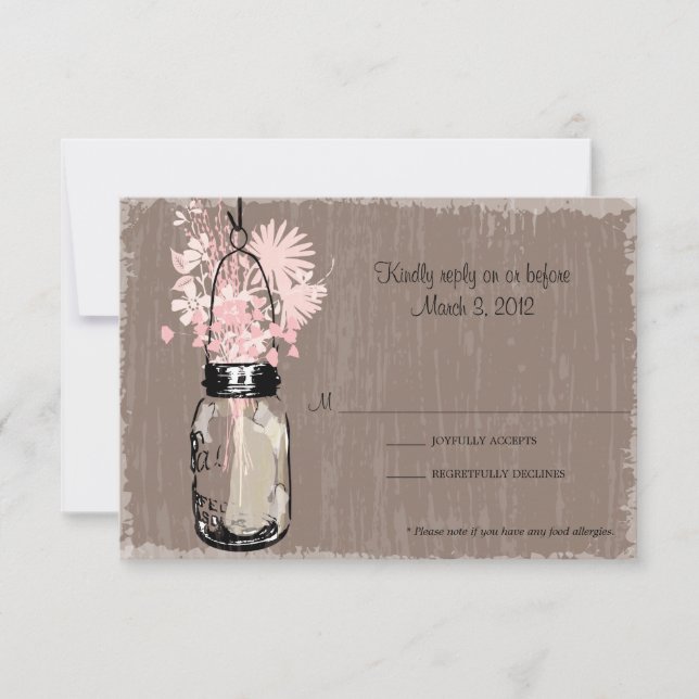 RSVP Card Mason Jar und Wildblumen (Vorderseite)