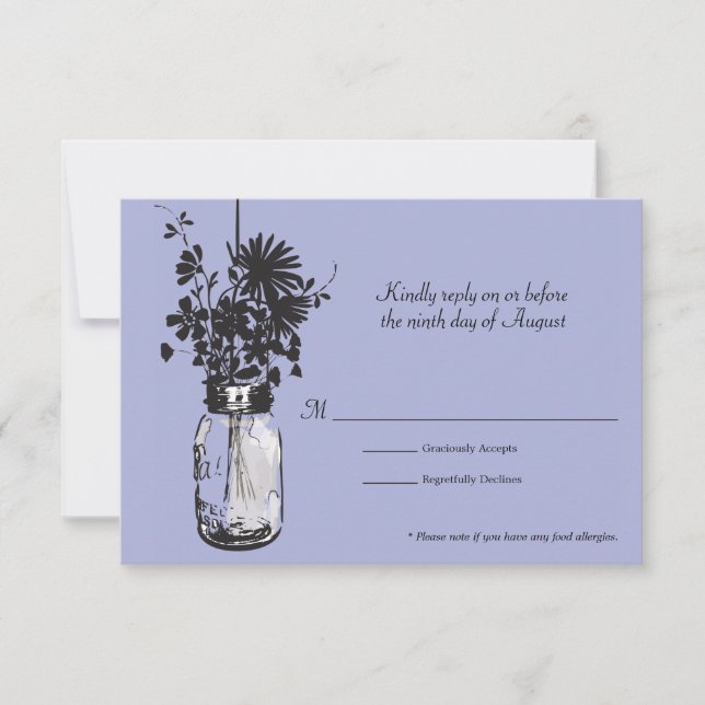 RSVP Card Mason Jar und Wildblumen Karte (Vorderseite)