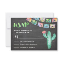 RSVP Card Mexican Wedding Watercolor Cactus