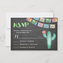 RSVP Card Mexican Wedding Watercolor Cactus Karte