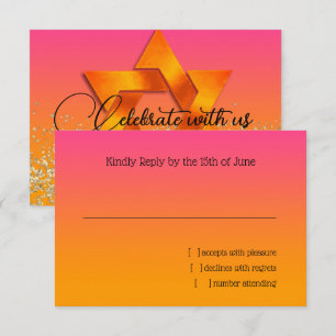 RSVP Card Orange to Pink Ombre with Star Karte