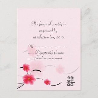 RSVP Card Rosa Blossom Doppeltes Glück Karte