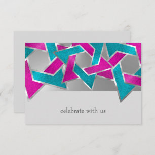 RSVP Card Rosa Türkisfarbener Stern von David Any  Einladung