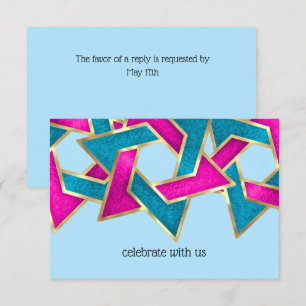 RSVP Card Rosa Türkisfarbener Stern von David Einladung
