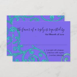 RSVP Card Scroll Pattern Aqua
