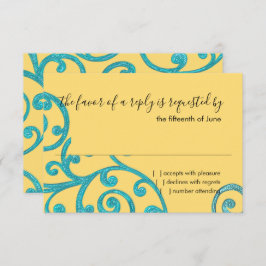 RSVP Card Scroll Pattern Aqua