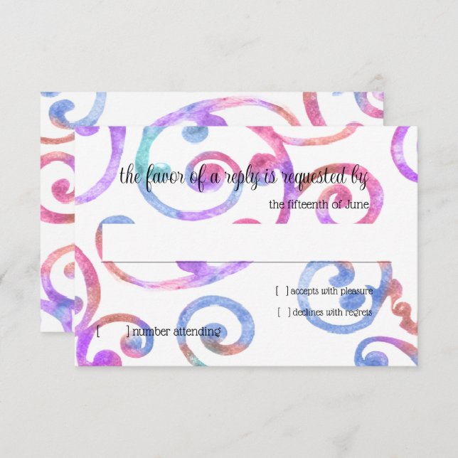 RSVP Card Scroll Pattern farbig (Vorne/Hinten)