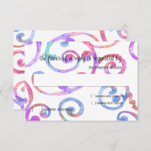 RSVP Card Scroll Pattern farbig