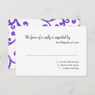 RSVP Card Scroll Pattern Purple