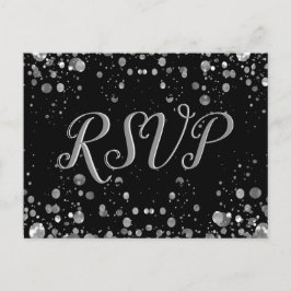 RSVP Card Silver Confetti Einladungspostkarte