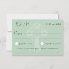 RSVP Card Style 1 Blumenkreuz Grün Karte