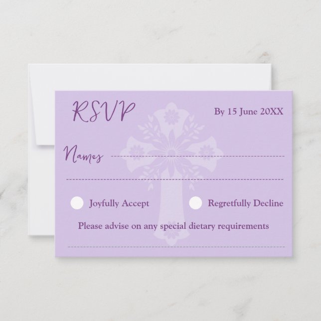 RSVP Card Style 1 Blumenkreuz Lila (Vorderseite)