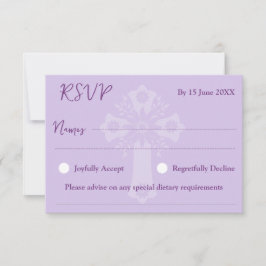 RSVP Card Style 1 Blumenkreuz Lila Karte