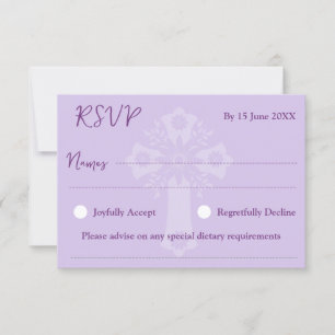 RSVP Card Style 1 Blumenkreuz Lila Karte