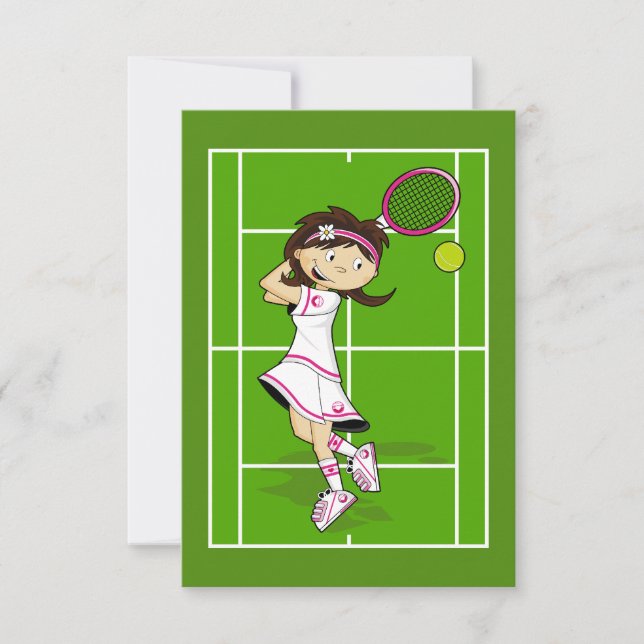 RSVP Card Tennis Girl Karte (Vorderseite)