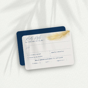 RSVP Card Tropical Beach Palm Navy Karte