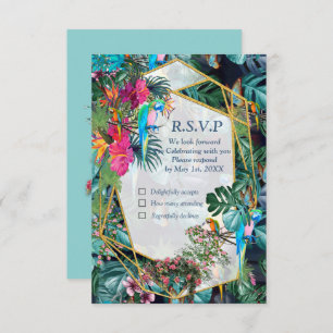 RSVP Card Tropical Flora Paradise & Birds