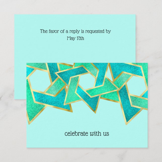 RSVP Card Turquoise Aqua Star von David Einladung (Vorne/Hinten)