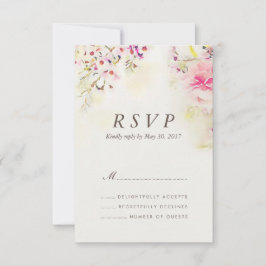 RSVP Card Watercolor Floral Boho Vintage Wedge