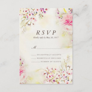 RSVP Card Watercolor Floral Boho Vintage Wedge Karte