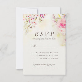 RSVP Card Watercolor Floral Boho Vintage Wedge Karte